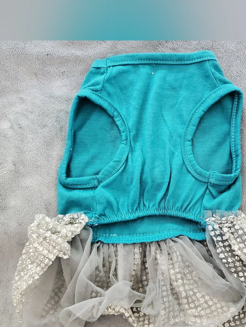 Teal and silver SMALL dog dress with the words 'I'M NOT Bossy I'M THE BOSS'